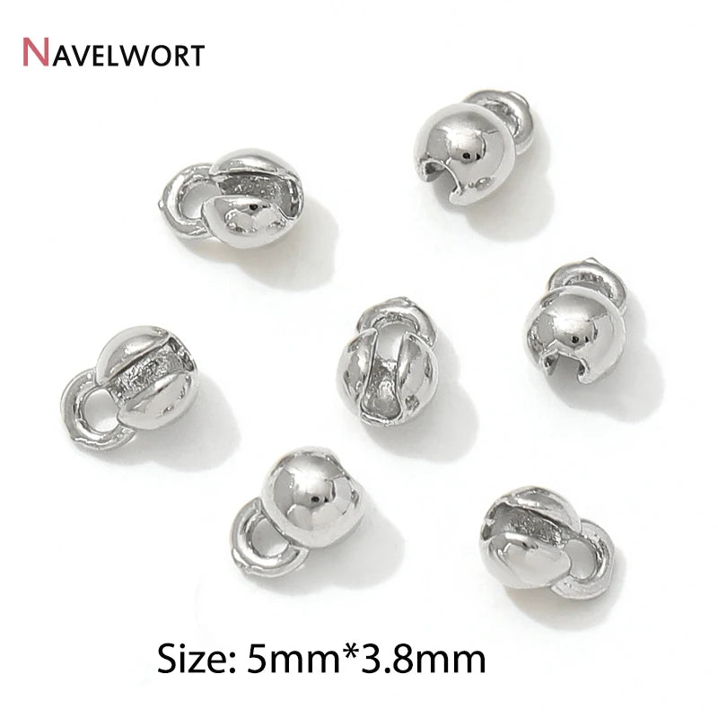 End Caps For Jewelry,10/20Pcs 18K Gold Plated Brass Metal End Caps For DIY Bracelet Necklace Making Finding,Supplies For Jewe
