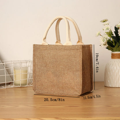 Linen bag Hand-painted cotton sacks Jute portable imitation sacks Linen bags Shopping bags Laminated bags - S