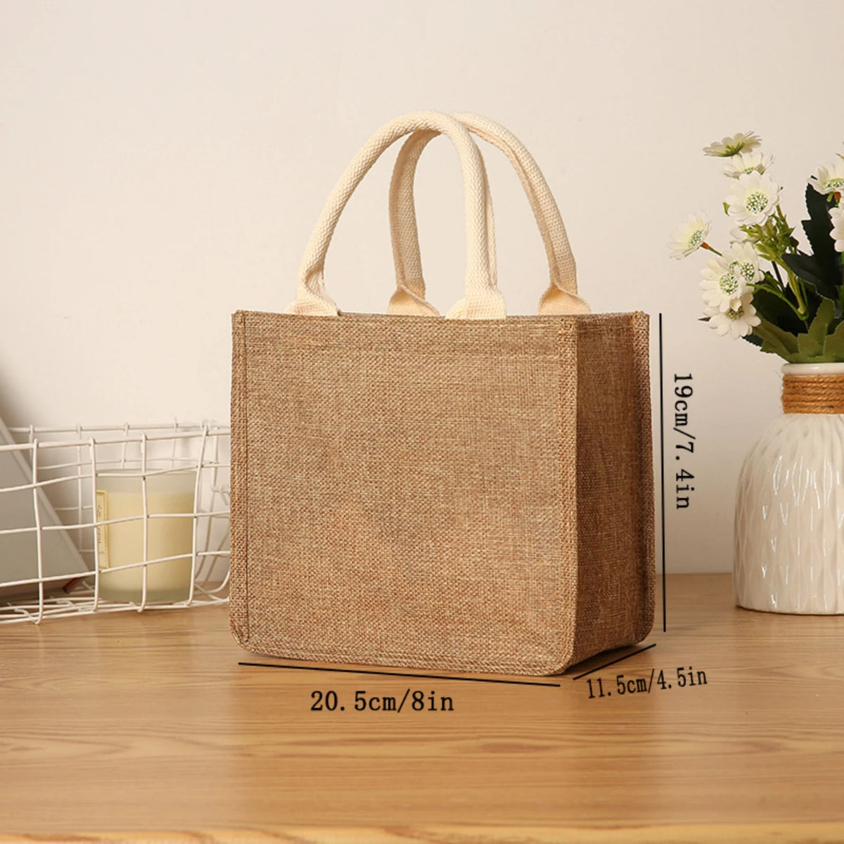 Linen bag Hand-painted cotton sacks Jute portable imitation sacks Linen bags Shopping bags Laminated bags