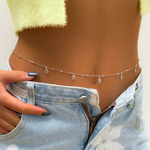 New Fashion Sexy Double Layer Pearl Chain for Women Waist Bead Belly Chain Belly Belt Summer Beach Body Jewelry Festival Gift