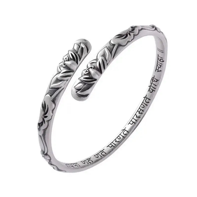 XIYANIKE Vintage Thai Silver Lotus Flower Cuff Bracelet For Women Girl Ethnic Fashion New Jewelry Party Lady Gift Pulseras Mu