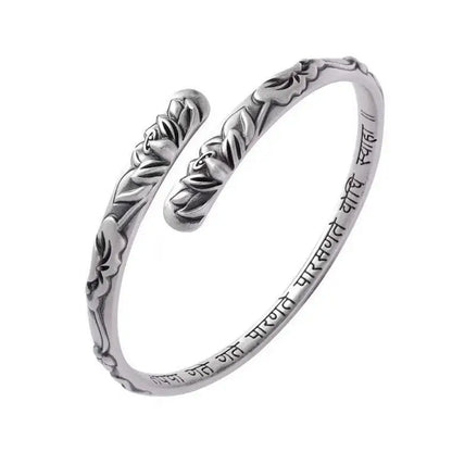 XIYANIKE Vintage Thai Silver Lotus Flower Cuff Bracelet For Women Girl Ethnic Fashion New Jewelry Party Lady Gift Pulseras Mu