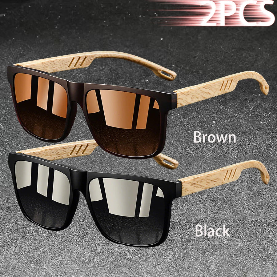 Fashion Vintage Square Square Frame Sunglasses Men Women Fishing Driving Man Designer Sun Glasses Eyewear - Black-Brown