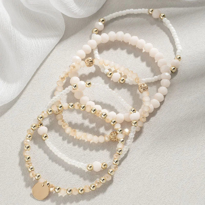 Y2K Ethnic Bohemian Beaded Bracelets Set for Women Beads Chains Stackable Wristband Girls Boho Hand Jewelry Accessoreis