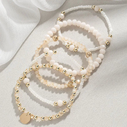 Y2K Ethnic Bohemian Beaded Bracelets Set for Women Beads Chains Stackable Wristband Girls Boho Hand Jewelry Accessoreis