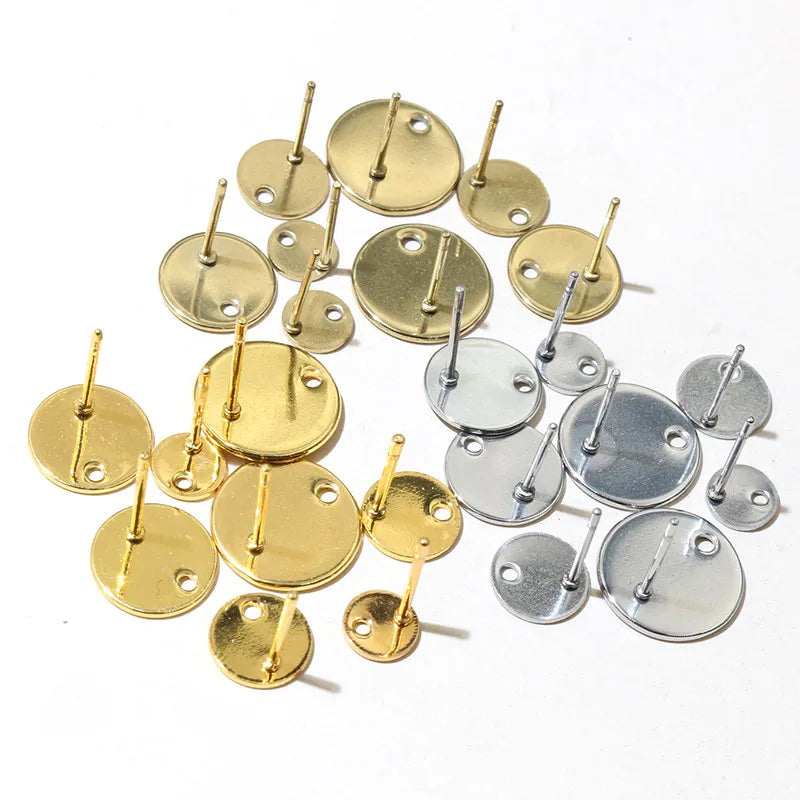 20pcs 6-12mm Stainless Steel Earring Studs Pins Craft Findings for Stud Earrings DIY Jewelry Making Accessories Findings