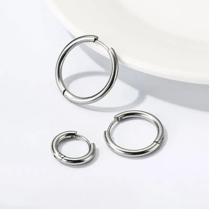 1 Pair Women/Man Stainless Steel Small Hoops Earring Piercing Ear Cartilage Tragus Simple Thin Circle Anti-allergic Ear Buckl