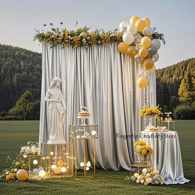 Satin Backdrop Curtain,with Rod Pocket for Wedding,Birthday,Baby Shower,Photography,Graduation Party Backdrop Drapes,1 Panel