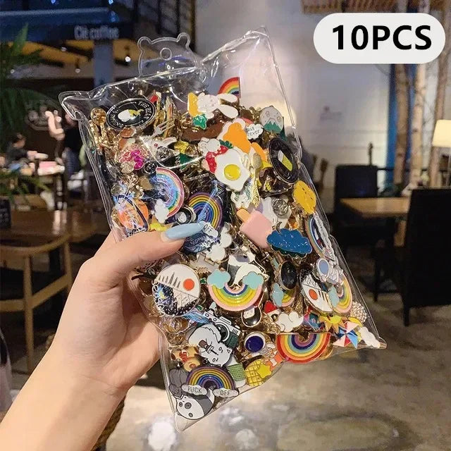 10-100Pcs Enamel Badges Pins Brooches Cute Cartoon Brooches for Child and Women Small Metal Jewelry with Many Different Shape
