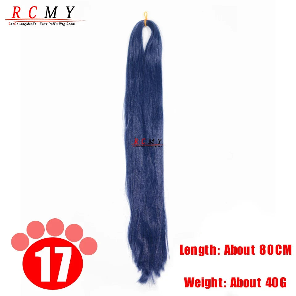 BJD SD Doll 80CM/40 White Black Hair Row Milk Silk Anti-Mohair Wig Handmade Hook Transplant Material for Girls and Boys Hair 