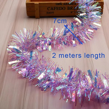 2m Gorgeous Colorful Foil Madder Christmas Tree Garland Birthday Party Wedding Decor Thanksgiving Home Decoration Supplies - 