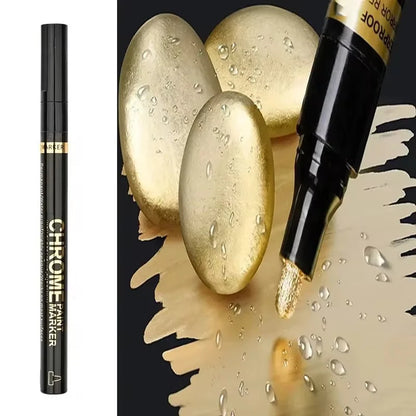 5/1pcs Chrome Pen Marker Mirror Waterproof Paint Repair For Rock Ceramic Glass Metallic Gold/Silver 2mm Nib - 1pcs Gold