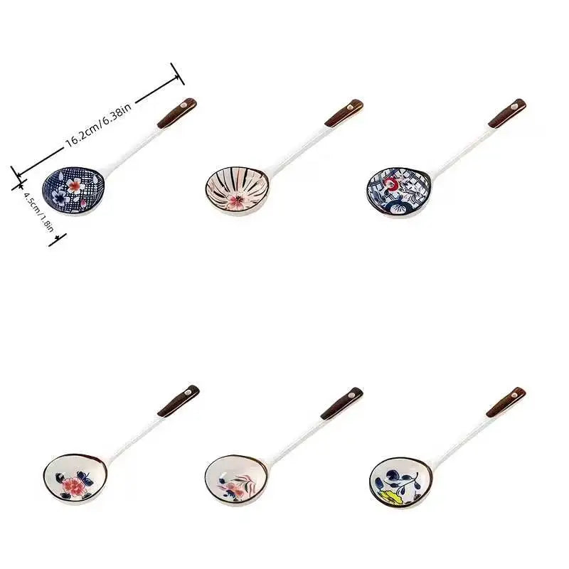 Gift Set Household Ceramic Spoon Hand-painted High-value Long-handled Spoon Creative Dessert Spoon Eco-friendly Underglaze Pa