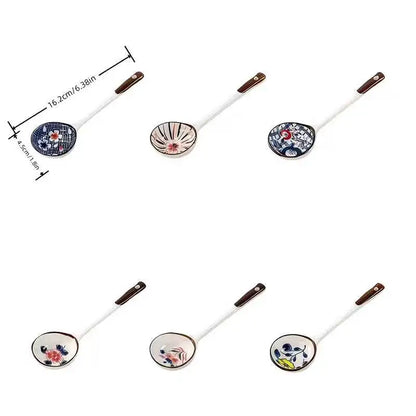 Gift Set Household Ceramic Spoon Hand-painted High-value Long-handled Spoon Creative Dessert Spoon Eco-friendly Underglaze Pa