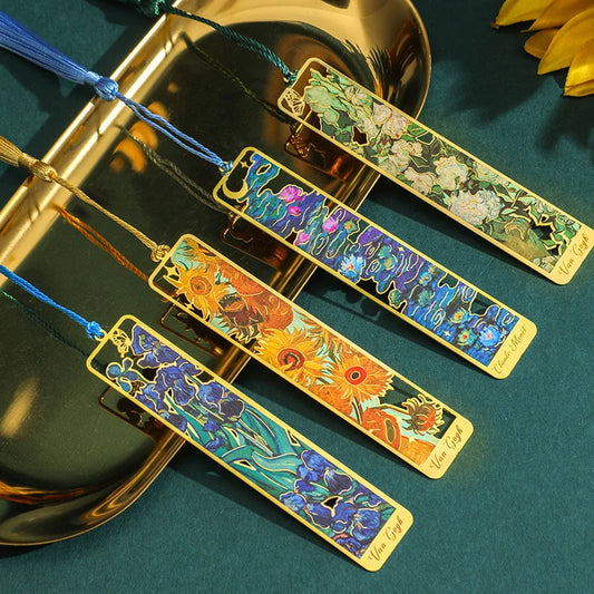 1 pc Retro Floral Painting Metal Bookmark Hollow Bronzing Bookmark With Tassel For Book Club Reader Writers Book Lovers Stude