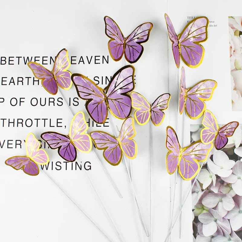 Cake Decoration, Colorful Butterfly Toppers, Gilt Edged Cake Decorations, Birthday Party Decor, Wedding Cake Accessories, Des