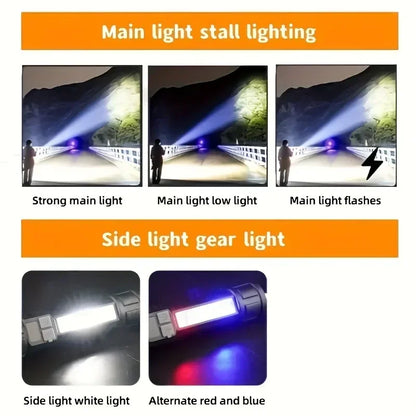 High Power LED Flashlights With Display Screen Zoom Tactical Torch Portable Rechargeable Lamp with Emergency Side Light Lante