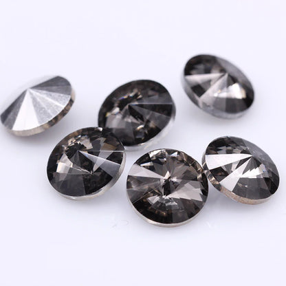 Fantastic 6/8/10/12/14/16/18/25MM Rivoli Cabochons Round Fancy Rhinestone Crystal For Applique Clothing Garment Decoration Be