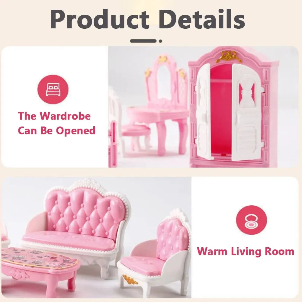 Cute Kawaii Pink 10 Items/Lot Miniature Dollhouse Furniture Accessory Kids Toys Kitchen Cooking Things For Girl Gifts