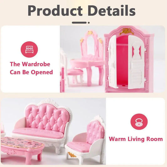 Cute Kawaii Pink 10 Items/Lot Miniature Dollhouse Furniture Accessory Kids Toys Kitchen Cooking Things For Girl Gifts