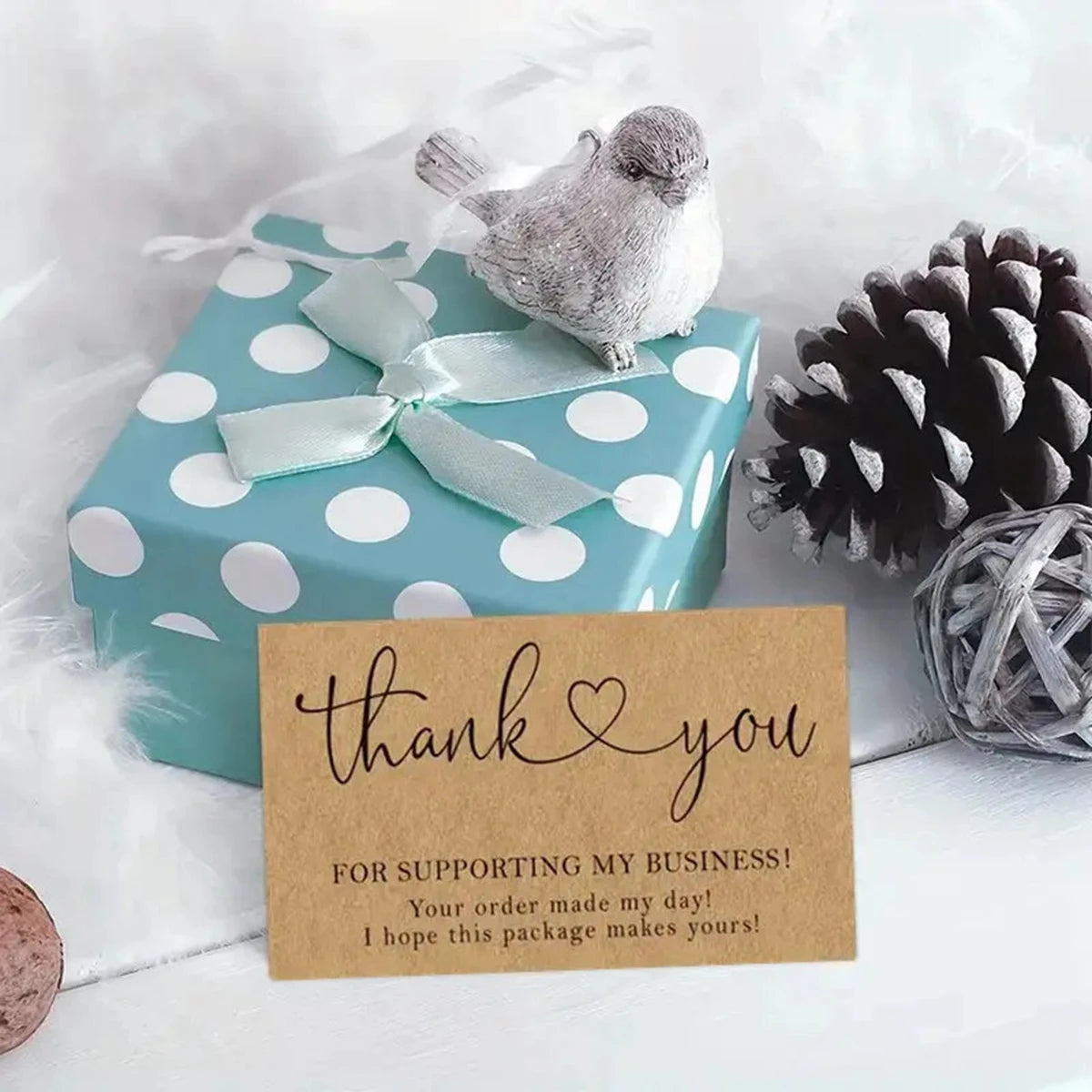 50pcs Natural Kraft Paper Thank You Cards for Small Business Appreciation Enterprise Thank You For Your Order Card Greeting C