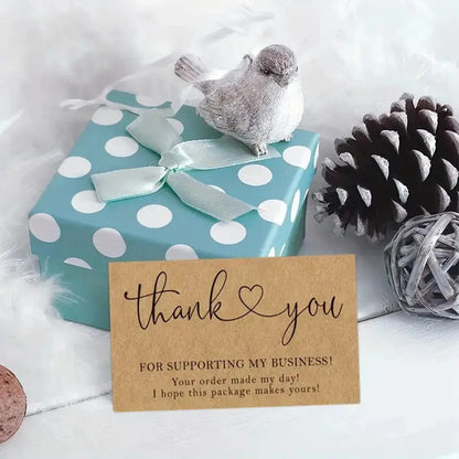 50pcs Natural Kraft Paper Thank You Cards for Small Business Appreciation Enterprise Thank You For Your Order Card Greeting C