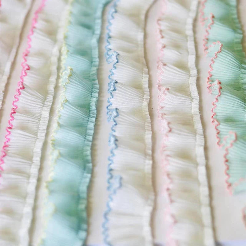 Colored 3cm Dog Teeth Collar Folded Lace for Dress Children's Clothing Skirt Collar Skirt Edge Garment Material Accessories X