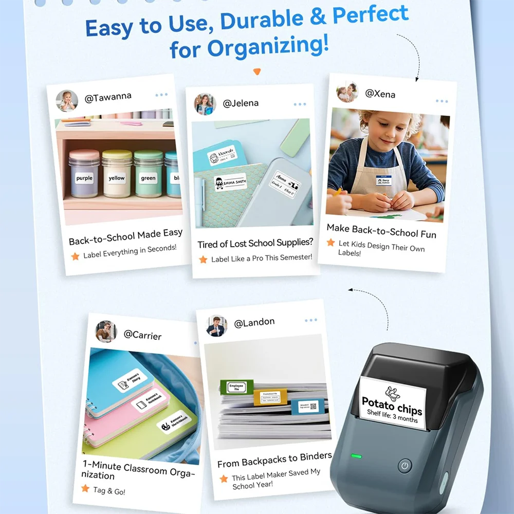 NIIMBOT B1 Portable Thermal Printer With Tapes 2 Inch Adhesive Label Printer Mini Bluetooth Sticker Maker Support Smartphones