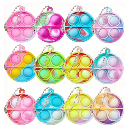 10-50pcs Mini Pop Keychain Toddler Sensory Fidget Toys Bulk Classroom Prizes Kids Birthday Party Favors Wedding Gift for Gues