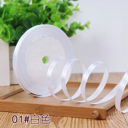 New (25 Yards/lot) 1/4''6mm Single Face Silk Satin Ribbon Wedding Decorative Ribbons Christmas Gift Wrap DIY Handmade Materia