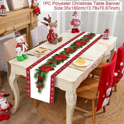 Christmas Table Runner Merry Christmas Decoration for Home Xmas Party Decor 2025 Navidad Notal Noel Ornament Happy New Year 2