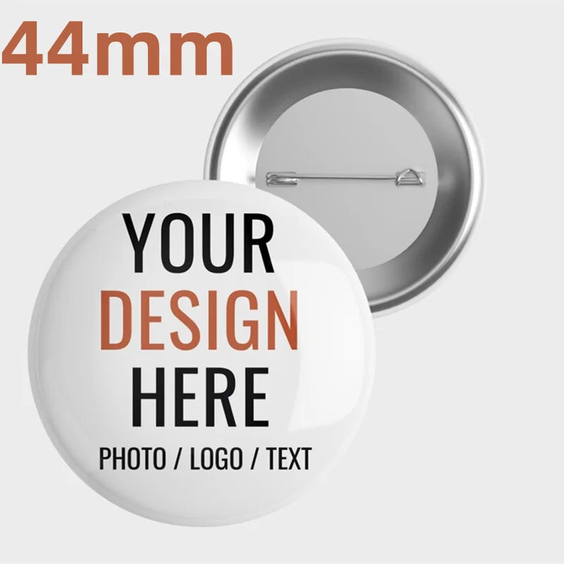 Customized Personalized Tinplate Enamel Pins Creativity Printed Pictures Text Metal Lapel Badges Brooches Jewelry Gift - 44mm