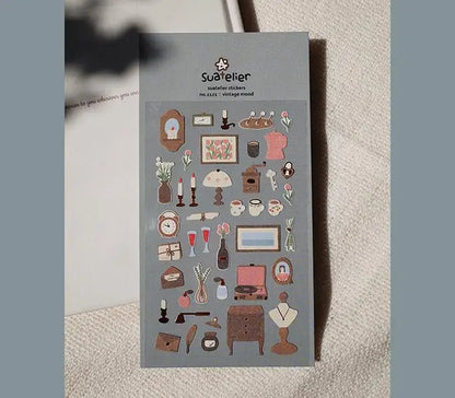 Korean Suatelier Stickers Cute Home Style Scrapbooking DIY Junk Journal Diary Stationery Deco Sticker Handiwork Craft Supplie