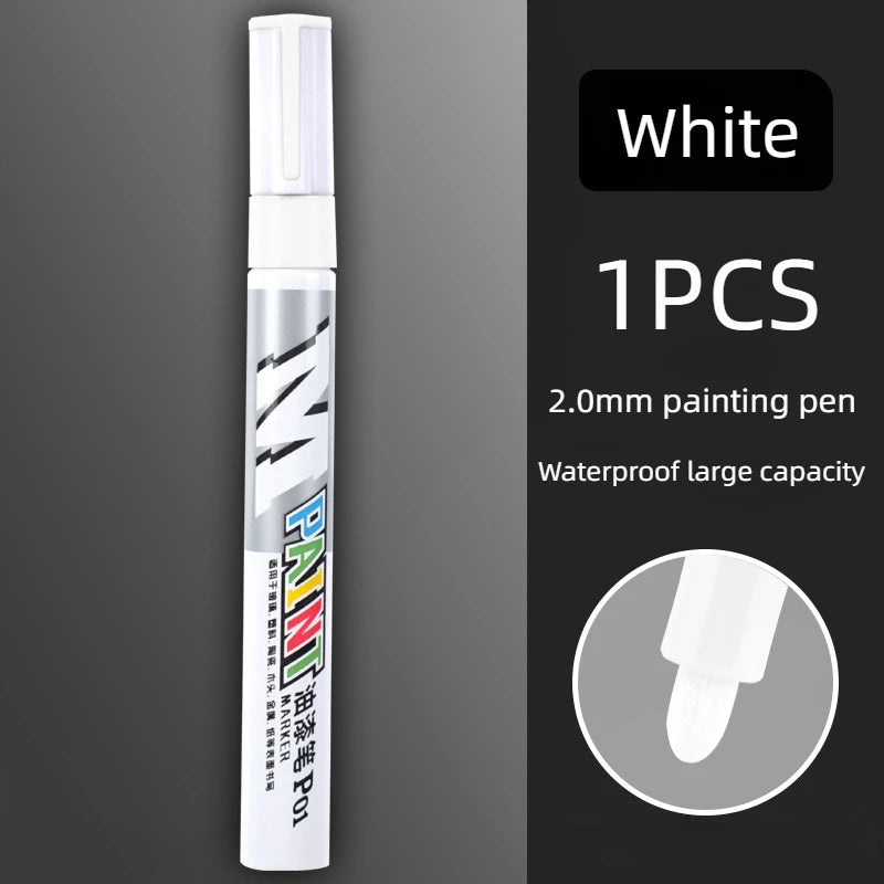 Car Paint Scratches Repair Brush Pen Waterproof Water Paint Marker Pen Car Tire Tread Care Automotive Black White Red Silver 