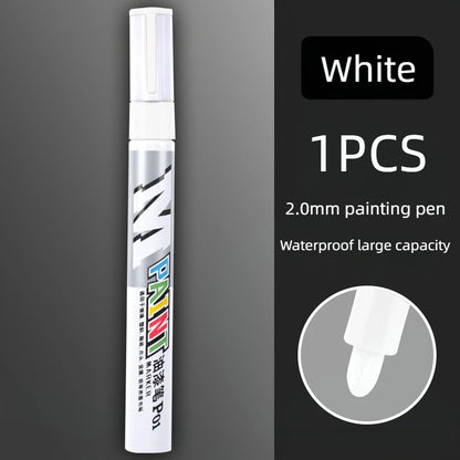 Car Paint Scratches Repair Brush Pen Waterproof Water Paint Marker Pen Car Tire Tread Care Automotive Black White Red Silver 
