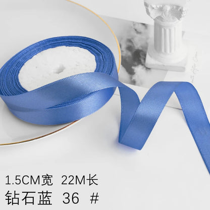 Wusmart 22Meters/Roll 1.5cm Single Face Satin Ribbon DIY Handmade Crafts Fabric Christmas Wedding Decoration Silk Ribbons - D
