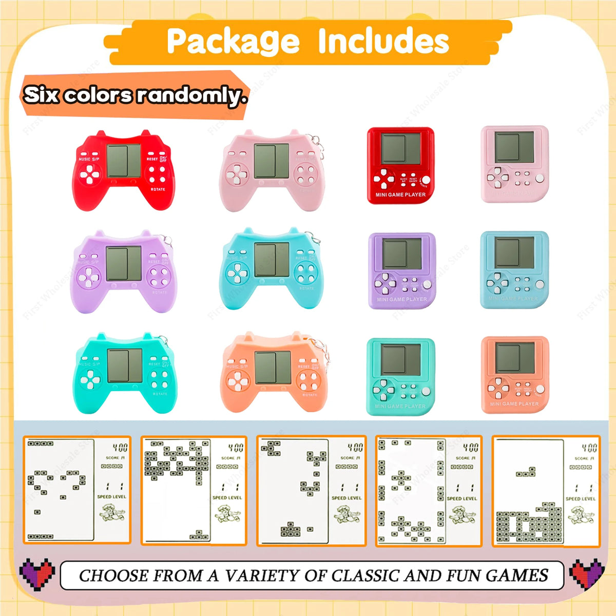 6-48Pcs Video Game Party Favors for Classic Game Console Keychain Birthday Joypad Souvenir School Valentine Gifts - SET F / 3