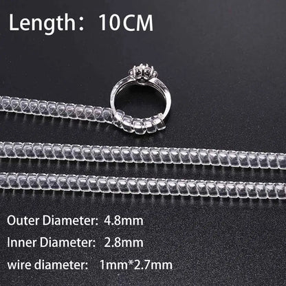 4pcs/lot Transparent Spiral Based Ring Tools Spring Coil Ring Size Adjuster Guard Tightener Reducer Resizing Tool For Jewelry