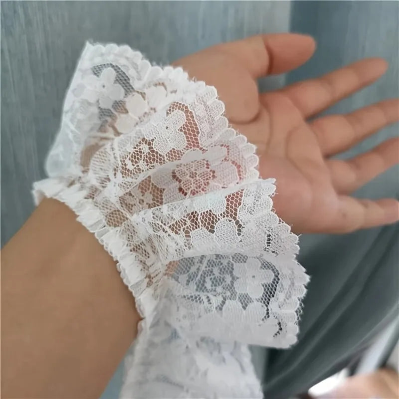 6CM Wide HOT Embroidery White Black 3D Flower Lace FabricTrim Ribbon DIY Sewing Applique Collar Dress Wedding Guipure Decor 1