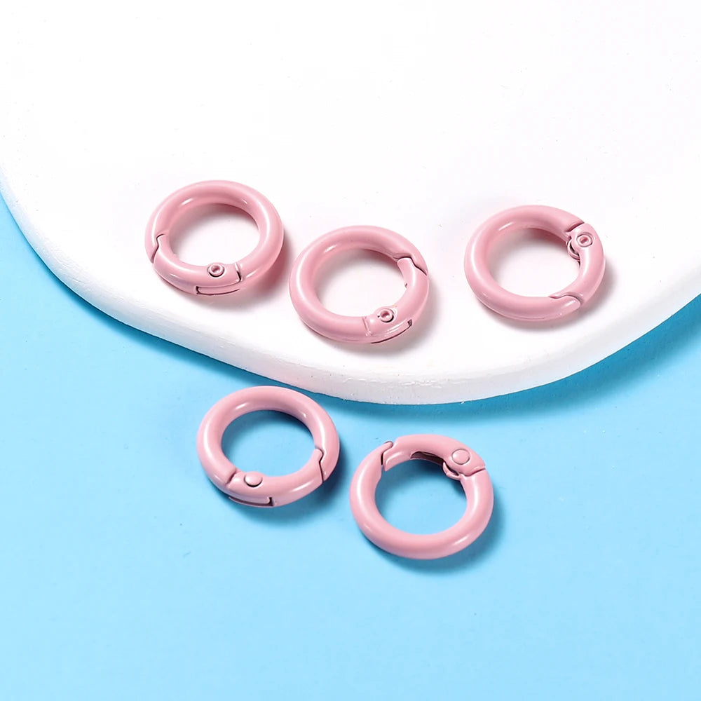 5Pcs/Lot 21 Colors Metal O Ring Spring Clasp Openable Round Carabiner Keychain Clips Hook Dog Chain DIY Jewelry Buckle Connec