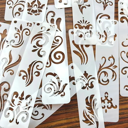 20Pcs Reusable Vintage Floral Eyebrow Templates Simple PET templates With Exquisite Swirls For Stage And Hanfu Appearance