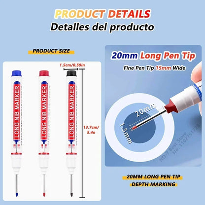 iLMH 1-40PCS Deep Hole Long Nib Head Markers For Metal Perforating Pen Waterproof Bathroom Woodworking Decoration Multi-Purpo