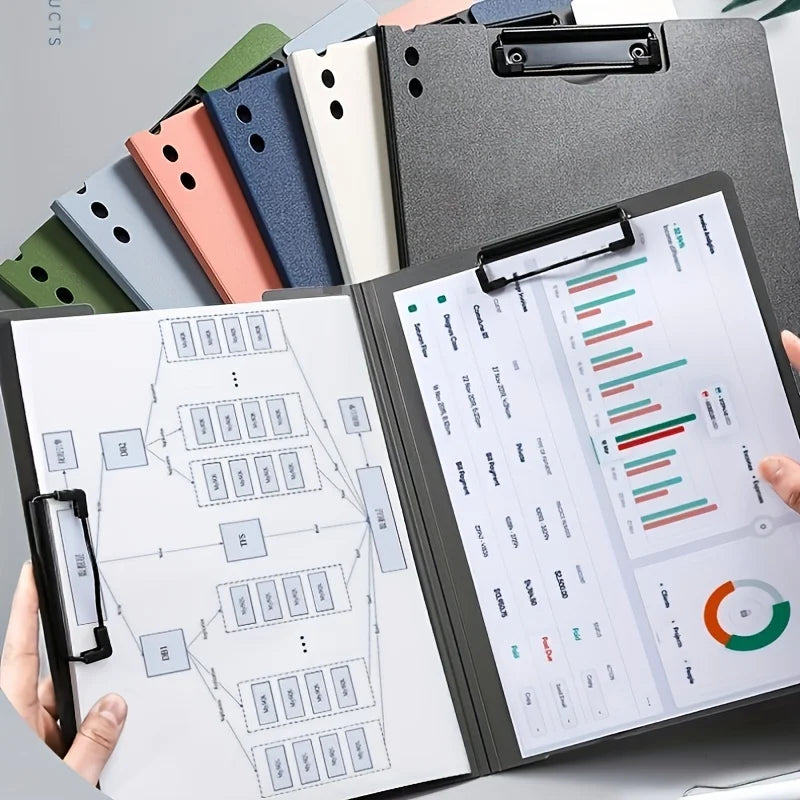 1pc A4 File Folders, Documents Organizer, Clipboard With Cover, Paper Folder For Business & School, Stationery & Office Suppl