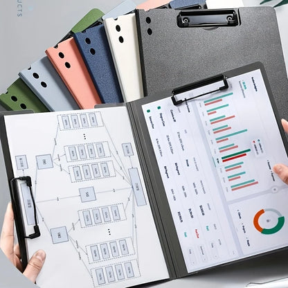 1pc A4 File Folders, Documents Organizer, Clipboard With Cover, Paper Folder For Business & School, Stationery & Office Suppl