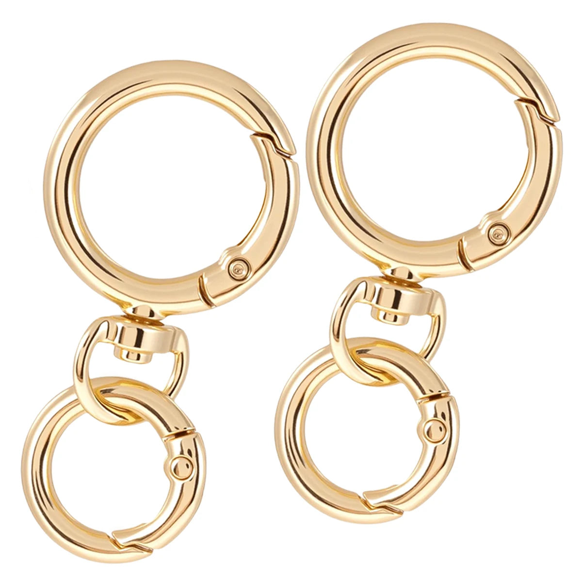 2/5/10 Sets Round Spring Snap Carabiner Clip O Rings Swivel Trigger Hook Metal Clasps Keychain for Handbag Lanyards DIY Craft