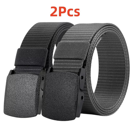 2Pcs New Automatic Buckle Nylon Belt Outdoor Hunting Multifunctional Tactical Canvas Belt Men Belt