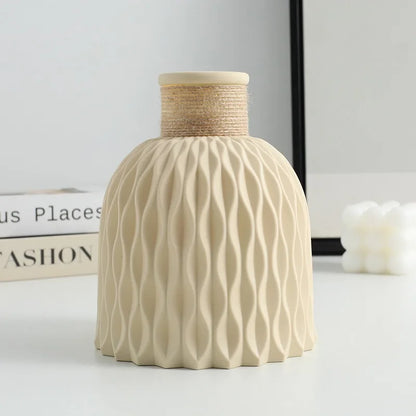 Scandinavian Home Decoration Vase (1PC) - Water Ripple Style, Twine Plastic, Small Flower Arrangement Vase, Minimalist Vase -