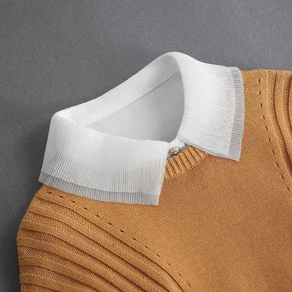 Fashion 2025 Front Tie White Fake Collar for Women Stand Detachable Collar Fake Girls Vintage Lace Ladies False Blouse Collar