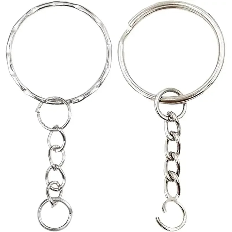 Silver Plated Metal Blank Keyring Keychain Split Ring Keyfob Key Holder Rings Women Men DIY Key Chains Key Ring Accessories