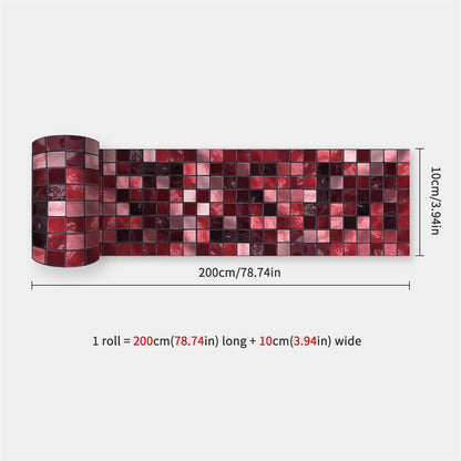 Mosaic Bathroom Waist Line Wall Stickers Waterproof Peel & Stick Art Backsplash Kitchen Office Skirting Line Decor Wallpaper 